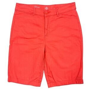 St. John's Bay Bermuda Shorts Sz 12 Coral Peach Pink Stretch Modest Vacation